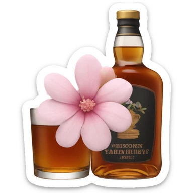 Whisky with pale pink flower sticker