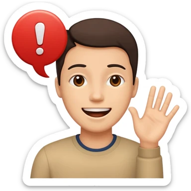 one person, exclamation mark, important sticker