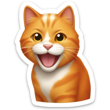 orange cat grinning sticker