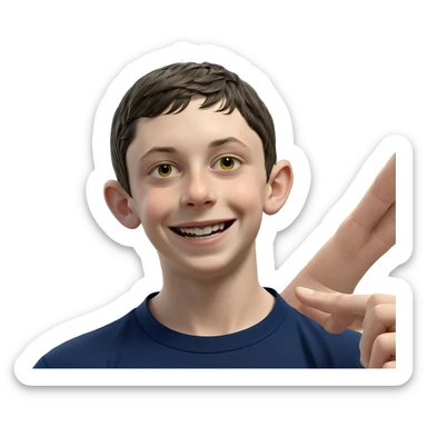 smiling boy with lemon outdoors sticker