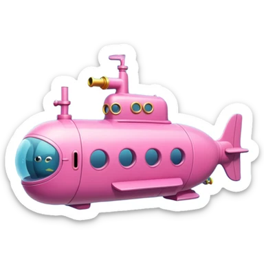 pink mini single submarine in cartoon  sticker