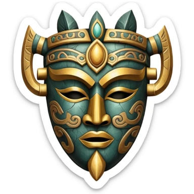 ancient ceremonial mask, stone texture sticker