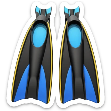 diving fins, black, simple sticker