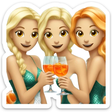 Three blond mermaids drinking aperol sticker
