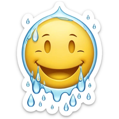 smiley face with water being poured down its throat sticker