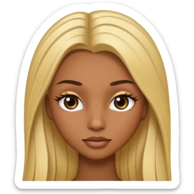 brown skin long blonde hair with long lashes sticker