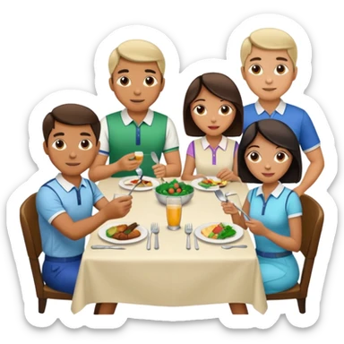 2 males, with their girlfriends golfing and eating dinner together today sticker