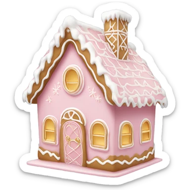 light pink and gold and white gingerbread house sticker
