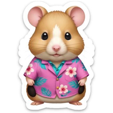 hamster, wearing pink floral aloha shirt. sticker