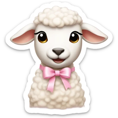 Lamb with light pink bows on ears sticker