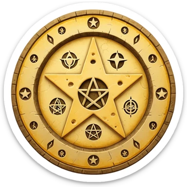 cheese wheel witchcraft occult pentagram sticker