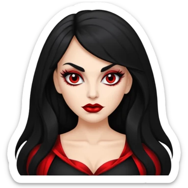 vampira parda sexy com cabelo preto longo e liso e franja e olhos pretos sticker