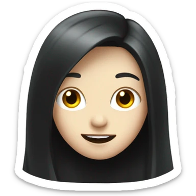 Pale girl with long black hair waving hi sticker