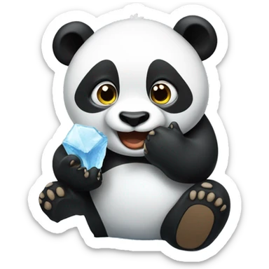 Panda eating ice création  sticker