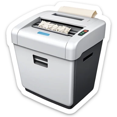 office paper shredder with paper being shredded sticker