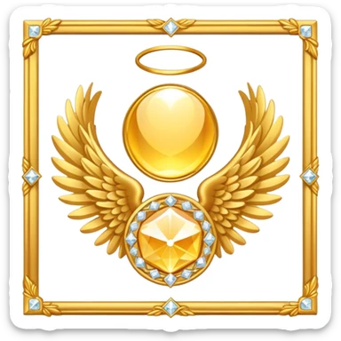 Diamond stone award-in-frame-decorated-with-golden-angel--wings sticker