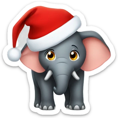 Elehpant wearing a Christmas hat sticker