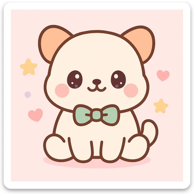 cute animal character wearing a green bowtie, kawaii style sticker