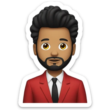 The Weeknd with a red suit sticker