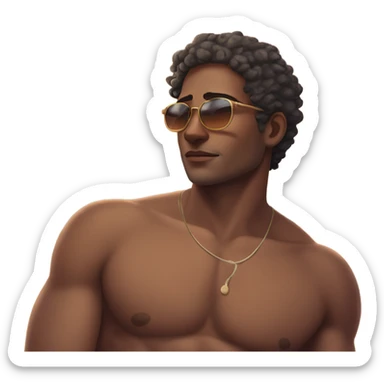 Trans masculine man with top surgery scars sunbaking by the beach sticker