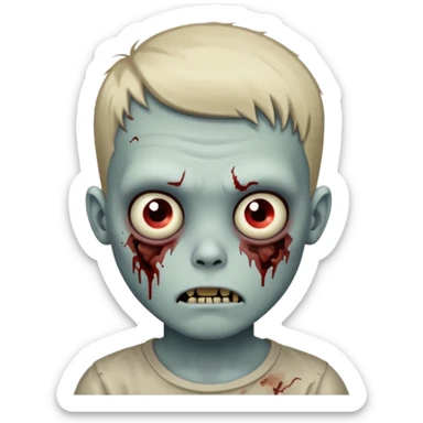 zombie boy with short hair, cartoonish expression sticker