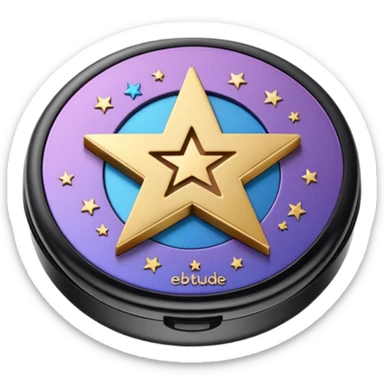 A round case that narrows toward the bottom, with a star-shaped debossed pattern on the eyeshadow and a debossed ETUDE logo beneath it sticker