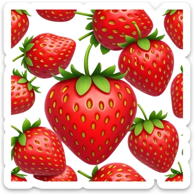 glossy and plump strawberry, realistic but simplified for emoji sticker