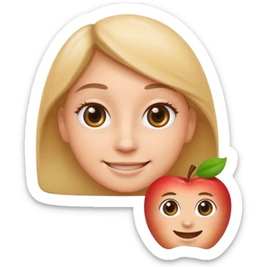 person with one big oval eye and one small oval eye, apple emoji style sticker