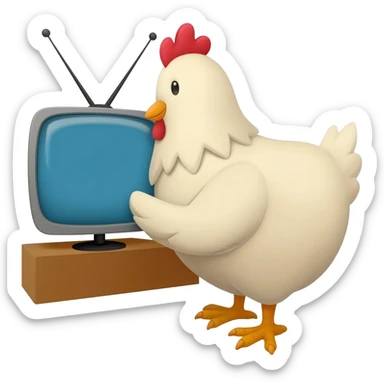 Chicken watching TV sticker