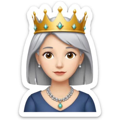 gray hair ladies with necklace and crown sticker