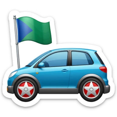 bandera mitad superior, azul y mitad inferior verde con una rueda de carruaje roja en el centro sticker