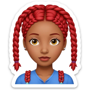 A pretty brown girl with red braids sticker