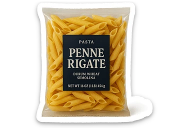 pacco di pasta (penne rigate) realistico, 4k sticker