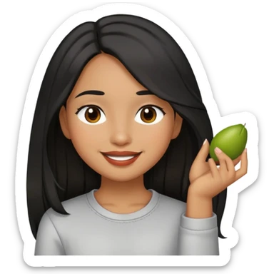 girl with olive brown skin, black long hair, brown eyes, smiling with lips closed, casual outfit sticker