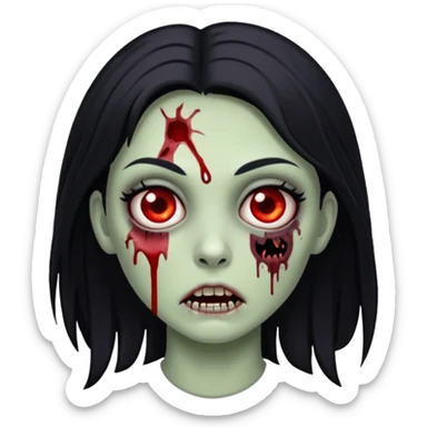 white girl zombie with black hair and blood sticker