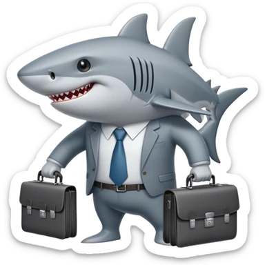 акула бизнеса с портфелем sticker