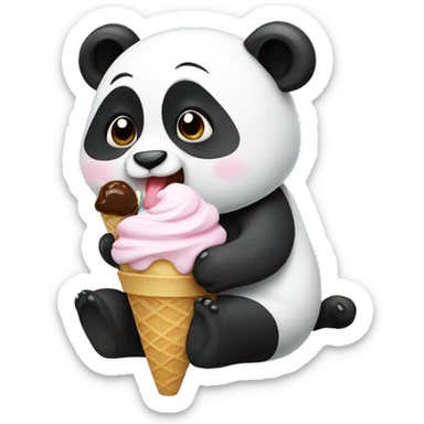Panda eating ice cream sticker