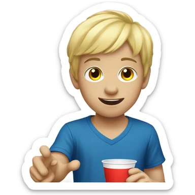Blonde boy playing cup pong sticker