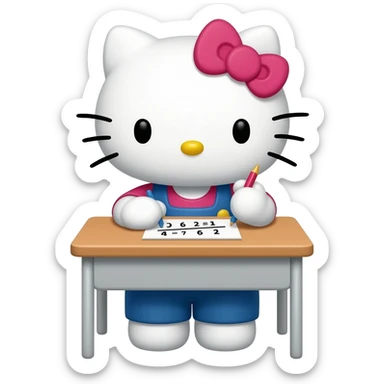 hello kitty doing maths sticker
