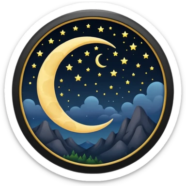 evening with crescent moon sticker