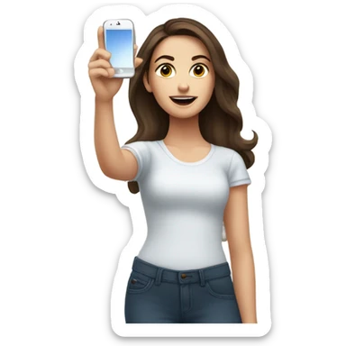 Brunette white Girl taking selfie with her phone sticker