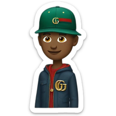 Whit men with gucci cap sticker