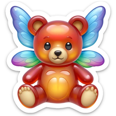 gummy teddy bear with fairy wings sticker
