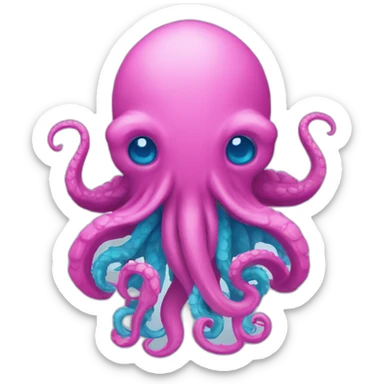 a blue kraken that rocks  to another pink kraken sticker
