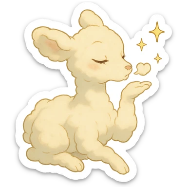 ghibli-inspired vanilla cloud doe blowing a kiss with sparkles, soft and dreamy sticker