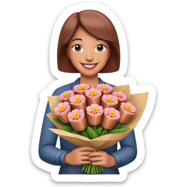 artist holding spam meat flower bouquet  sticker
