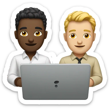 2 white guys with laptops, both are white sticker