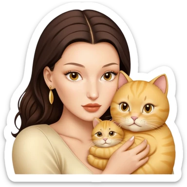 bella hadid with a golden fat baby cat  sticker