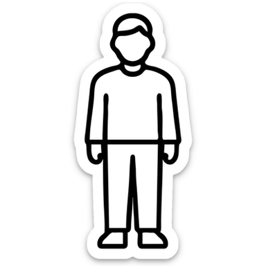 Outline icon of person in casual outfit, standing sticker