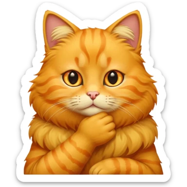 Yellow Cat holding his chin  sticker